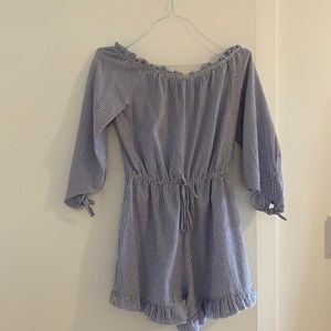 Off the shoulder striped romper